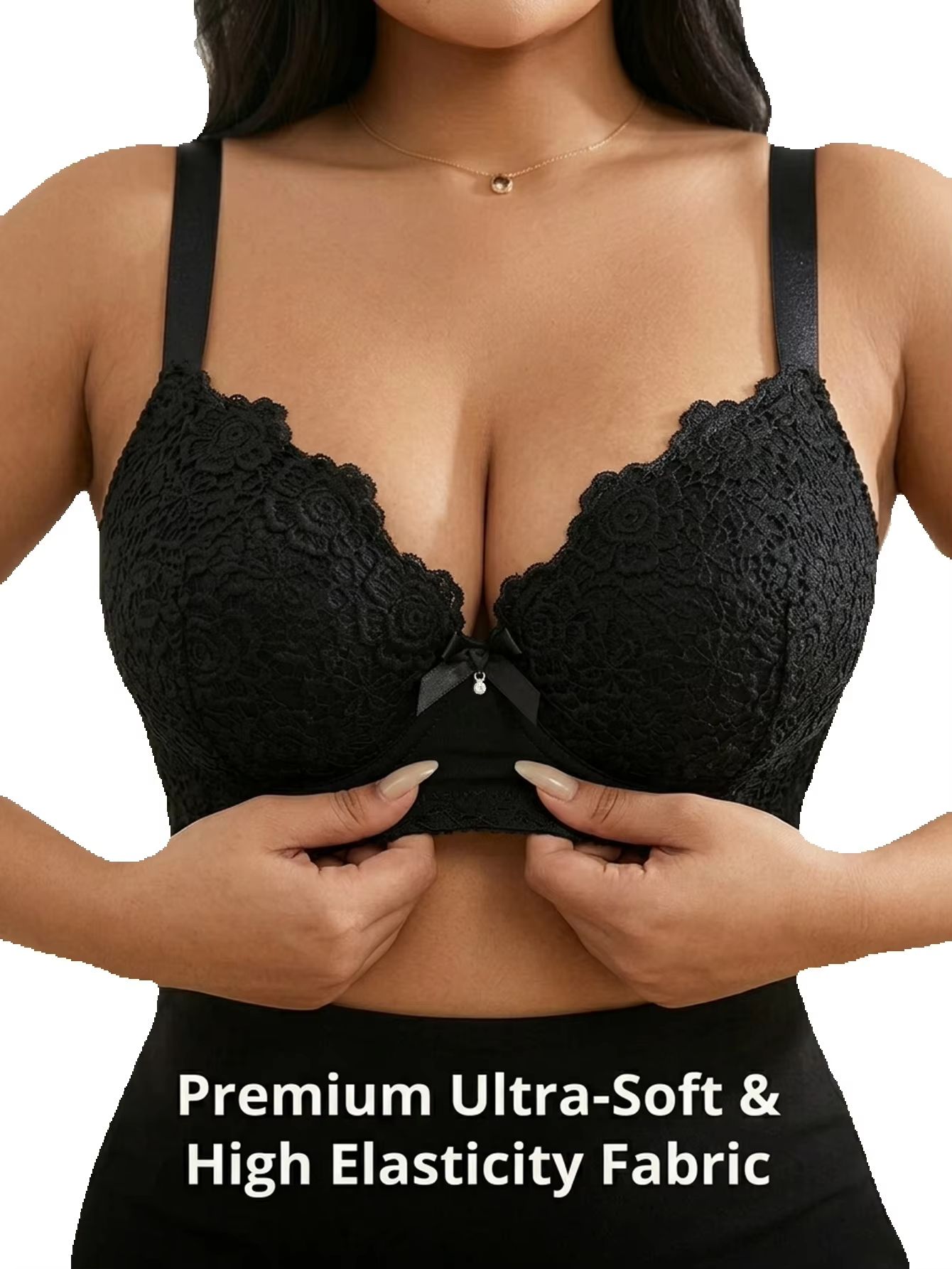 Plunge Bra Push Up - Женский бюстгальтер больших размеров с цветочным